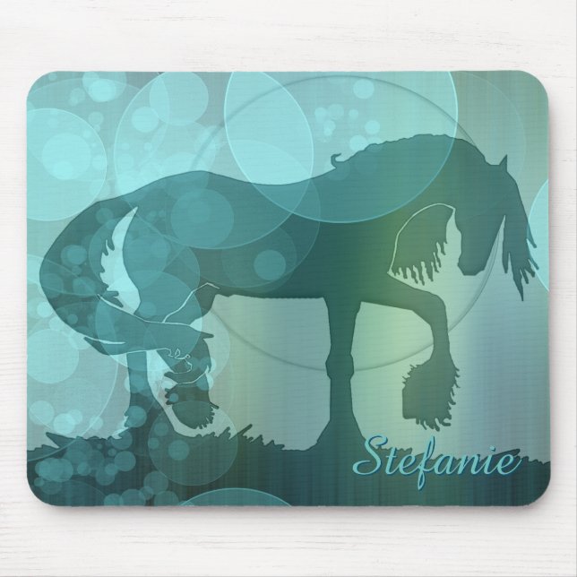 Heart Horses VI (teal bubbles) Mouse Pad (Front)
