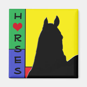 Heart Horsess I (Primary Colors) Magnet