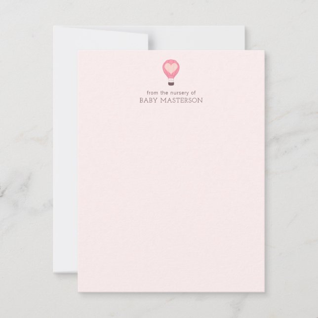 Heart Hot Air Balloon Pastel Pink Baby Shower  Card (Front)