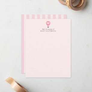 Heart Hot Air Balloon Pastel Pink Baby Shower  Card