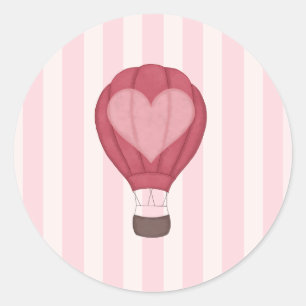 Heart Hot Air Balloon Pastel Pink Baby Shower  Classic Round Sticker