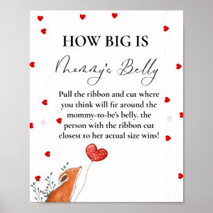 Heart How Big is mommy's belly Baby Shower Poster