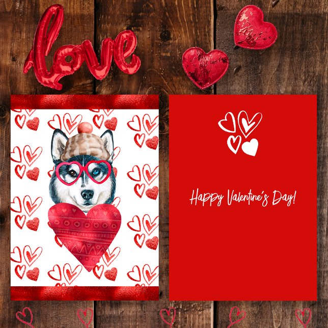 Heart Husky Dog Lover Valentine Gift Holiday Card (Creator Uploaded)