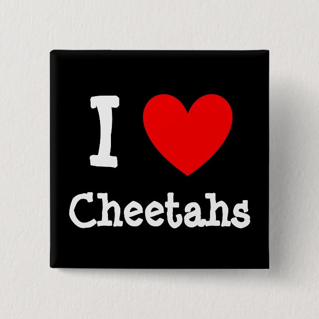 Heart, I , Cheetahs 2 Inch Square Button (Front)