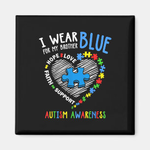 Heart I Wear Blue For My Brother Autism Awareness Magnet