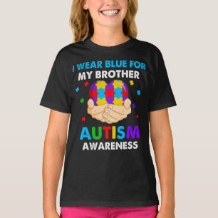 Heart I Wear Blue For My Brother Autism Awareness T-Shirt