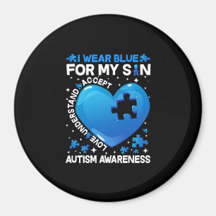 Heart I Wear Blue For My Son Autism Awareness Magnet