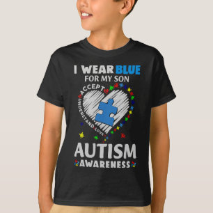 Heart I Wear Blue For My Son Autism Awareness T-Shirt
