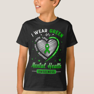 Heart I Wear Green For Mental Health Awareness Mon T-Shirt