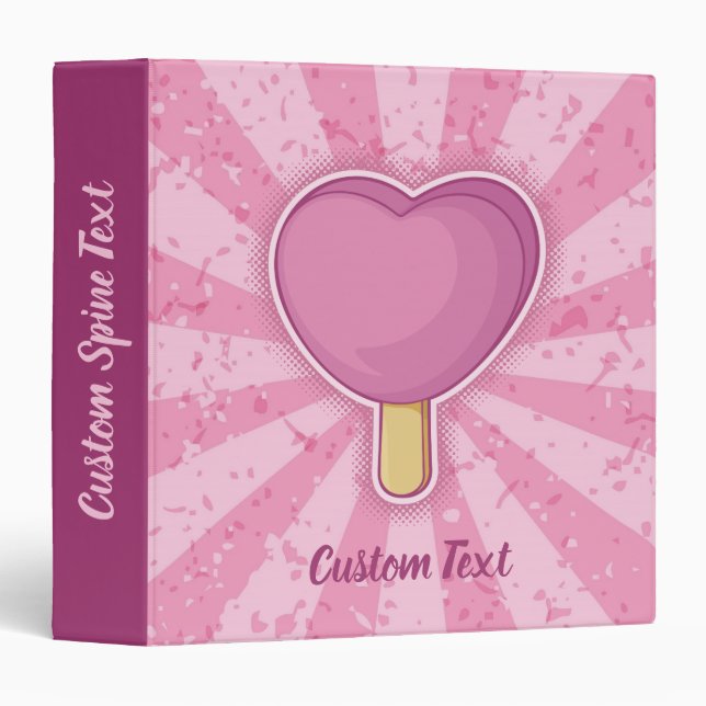 Heart Ice Cream Stick 3 Ring Binder (Front/Spine)