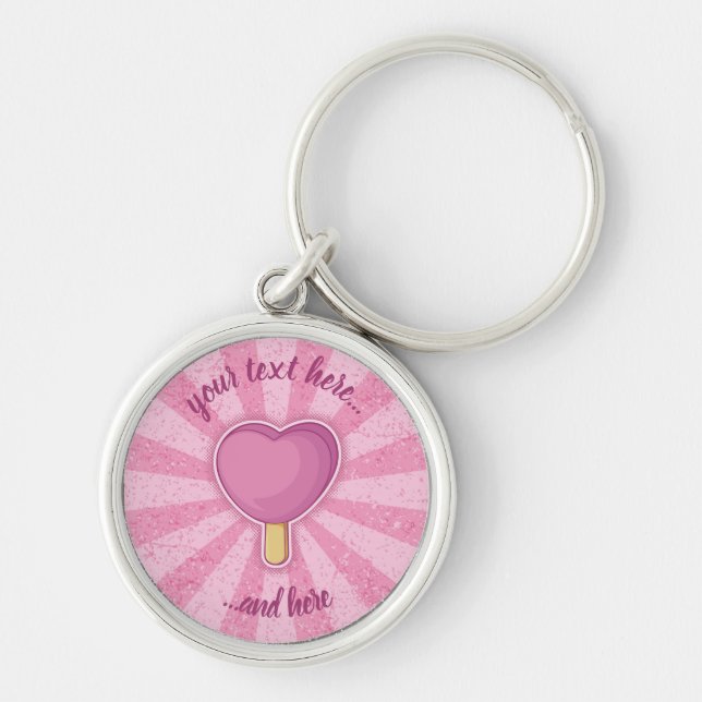 Heart Ice Cream Stick Keychain (Front)