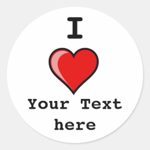 heart Image 2, I, Your Text here Classic Round Sticker