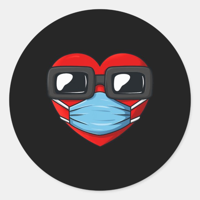 Heart In A Mask Fun Valentines Day  Classic Round Sticker (Front)