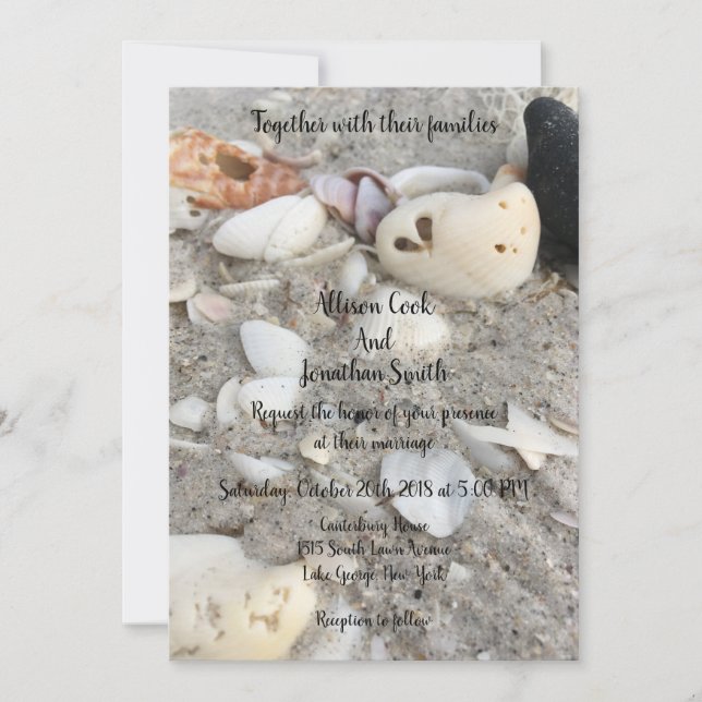 Heart in a Shell Wedding Invitation (Front)