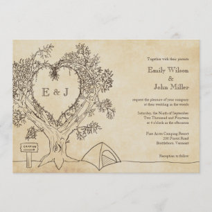 Heart in a Tree Camping Wedding Invitations