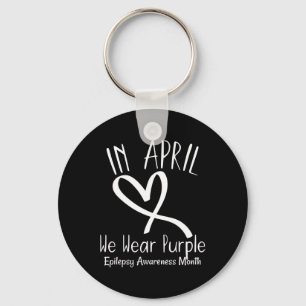 Heart In April We Wear Purple Epilepsy Awareness M Keychain