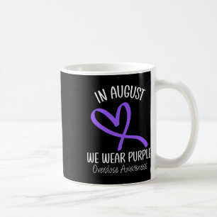 Heart In August We Wear Purple Overdose Awareness Coffee Mug
