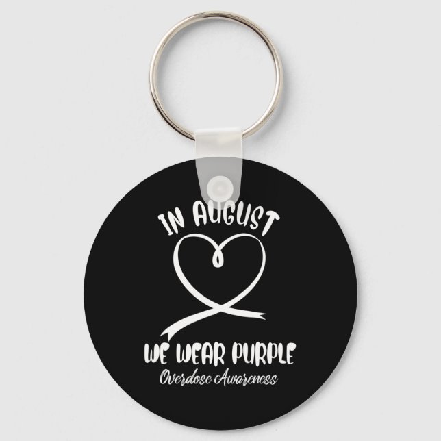 Heart in August We Wear Purple Overdose Awareness  Keychain (Front)