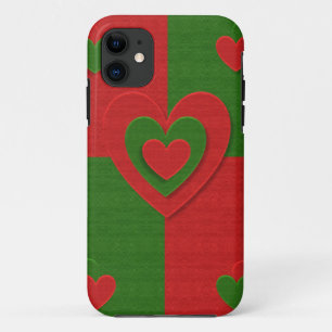 Heart in Christmas Colours Red Green Felting Look iPhone 11 Case
