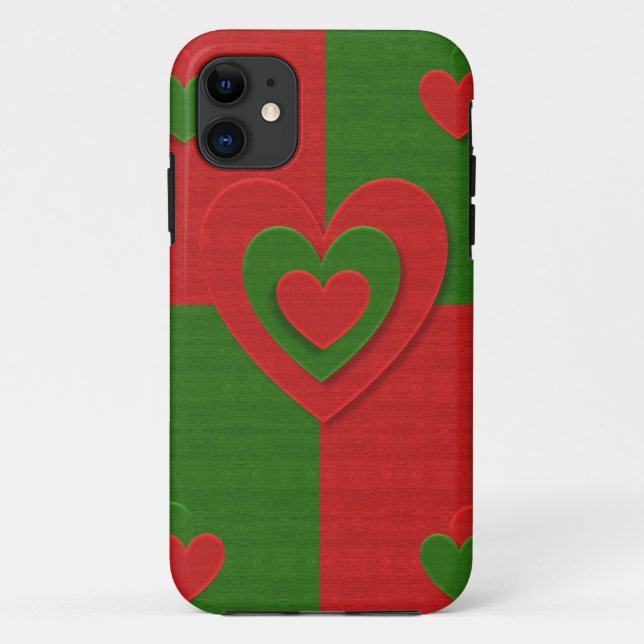 Heart in Christmas Colours Red Green Felting Look Case-Mate iPhone Case (Back)