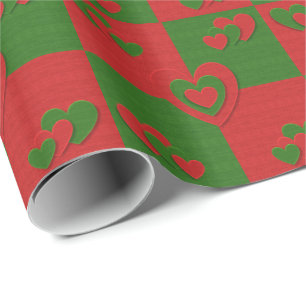 Heart in Christmas Colours Red Green Felting Look Wrapping Paper