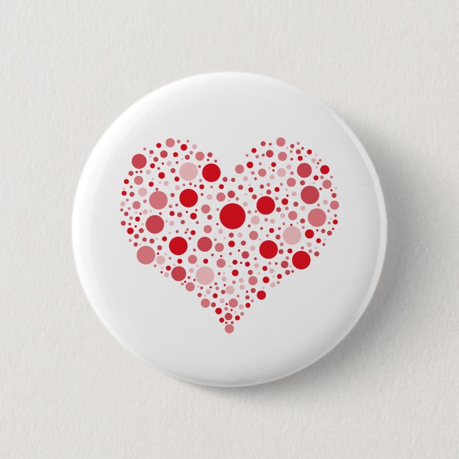 Heart In Dots 2 Inch Round Button (Front)