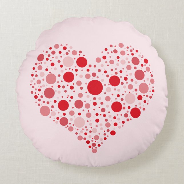 Heart In Dots Round Pillow (Front)