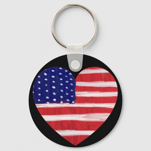 Heart In Flag Colours   Keychain (Front)