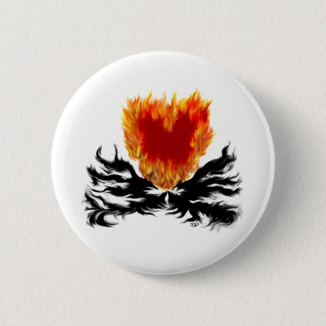 Heart in Flames 2 Inch Round Button (Front)