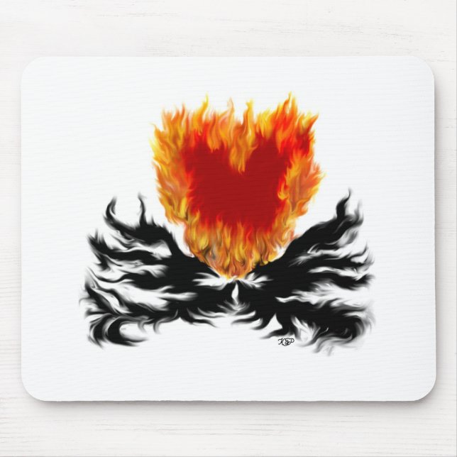 Heart in Flames Mouse Pad (Front)
