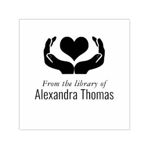 Heart in Hands Library Book Name Self-inking Stamp