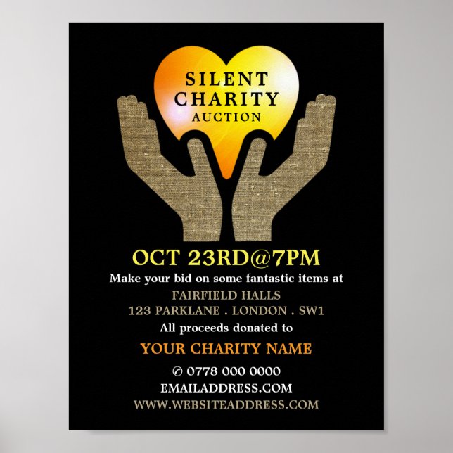 Heart in Hands, Silent Charity Auction Event Poster (Front)