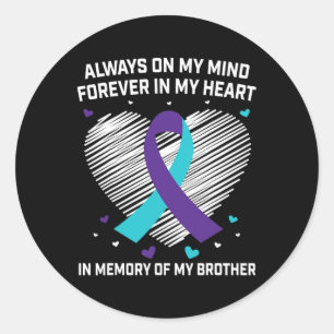 Heart In Memory Of My Brother Suicide Awareness Pr Classic Round Sticker