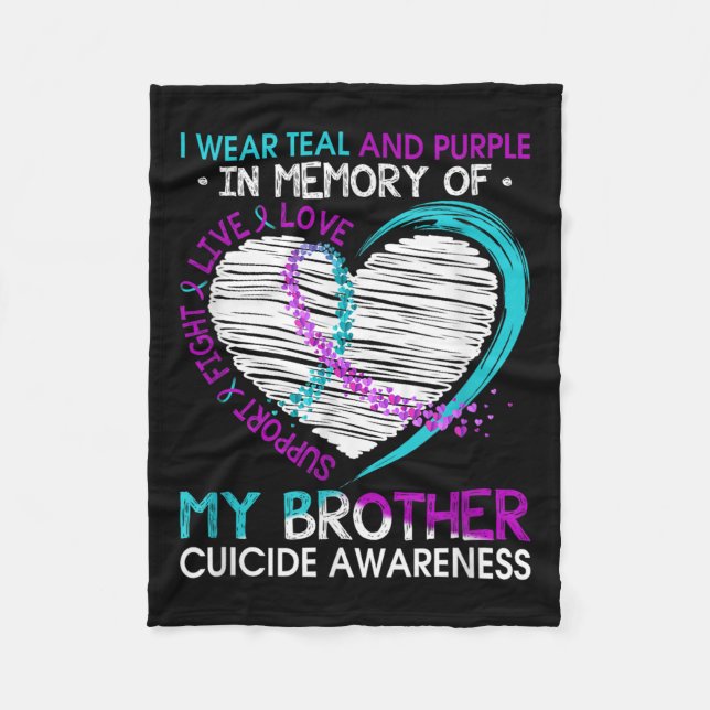 Heart In Memory Of My Brother Suicide Awareness Pr Fleece Blanket (Front)