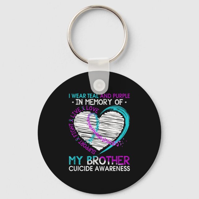 Heart In Memory Of My Brother Suicide Awareness Pr Keychain (Front)