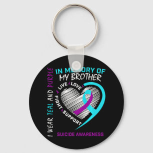Heart In Memory Of My Brother Suicide Awareness Pr Keychain