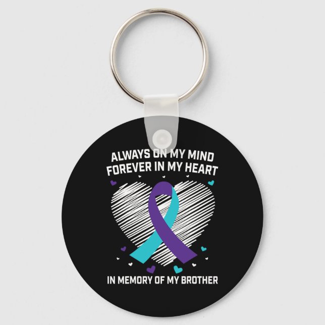 Heart In Memory Of My Brother Suicide Awareness Pr Keychain (Front)