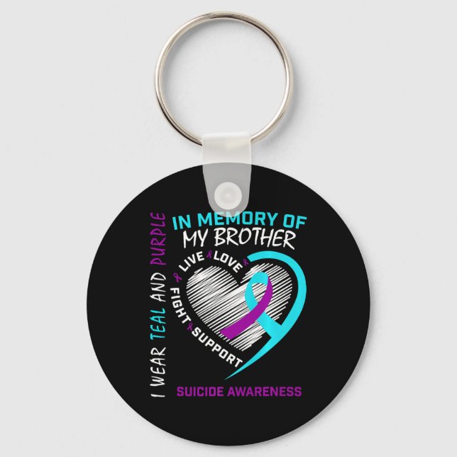 Heart In Memory Of My Brother Suicide Awareness Pr Keychain (Front)