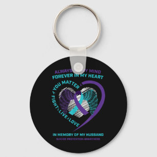 Heart In Memory Of My Husband Suicide Awareness Pr Keychain