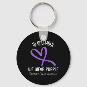 Heart In November We Wear Purple Pancreatic Cancer Keychain
