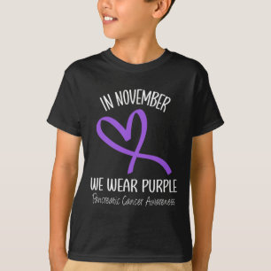 Heart In November We Wear Purple Pancreatic Cancer T-Shirt