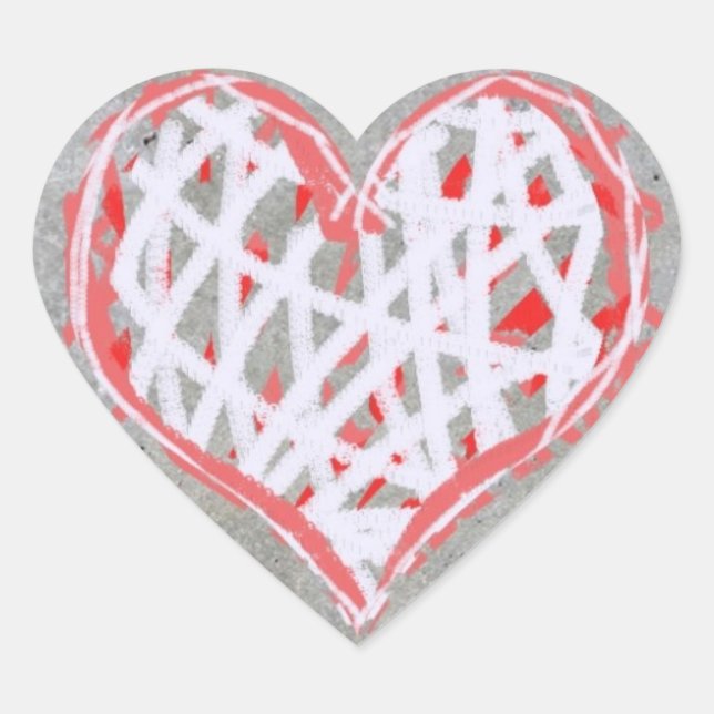Heart in Red, White and Gray Heart Sticker (Front)