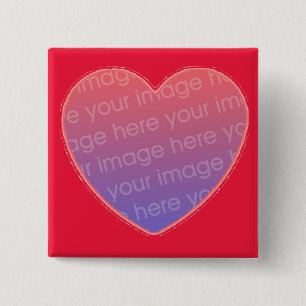 heart in red  with your photo 2 inch square button