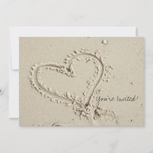 Heart in Sand Beach Invitation (Front)