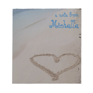 Heart in Sand Beach Personalized Notepad