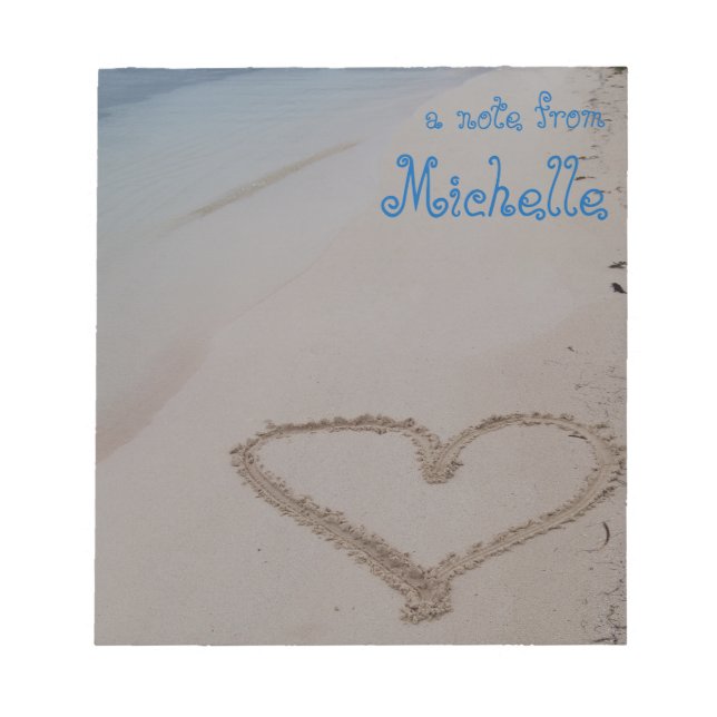 Heart in Sand Beach Personalized Notepad (Front)