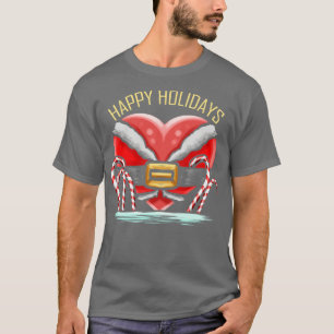 Heart In Santas Dress Sugar Cane Christmas  T-Shirt