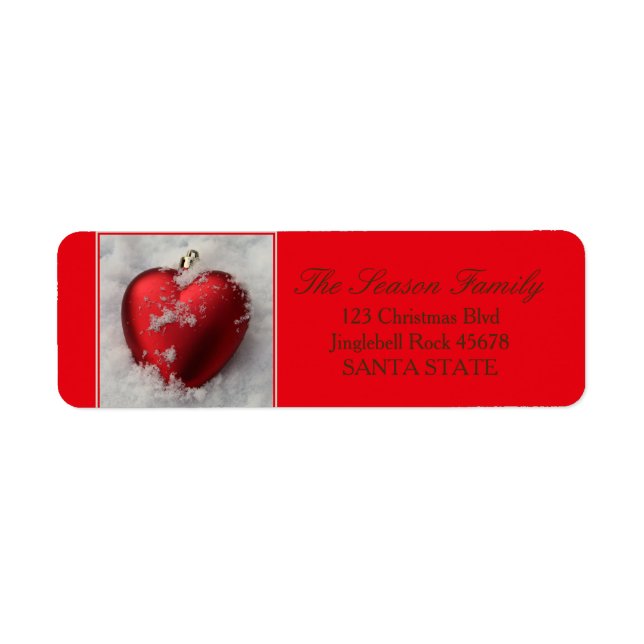 Heart in Snow Holiday Address Label (Front)