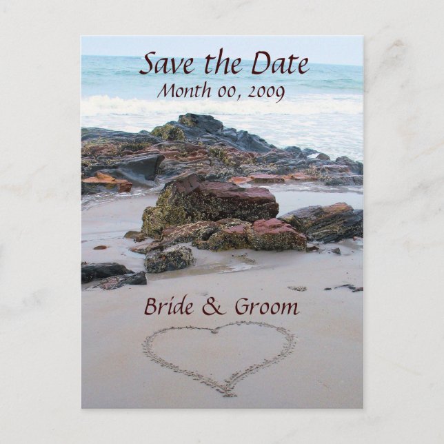 Heart in the Sand Save the Date Cartes postales (Devant)