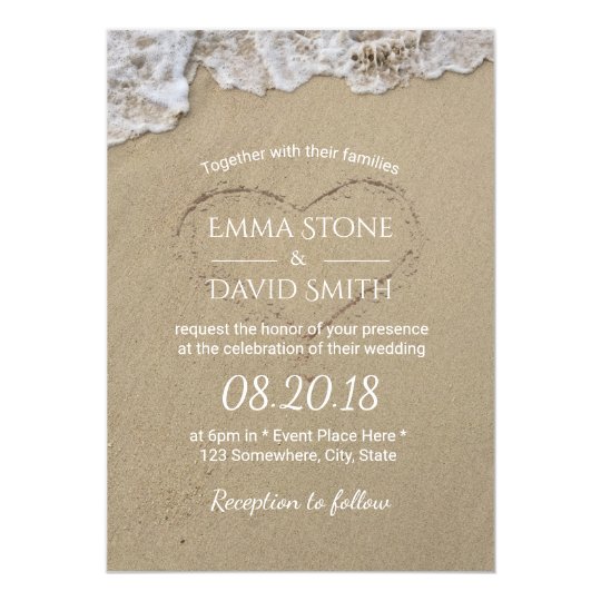 Heart in the Sand Summer Beach Wedding Card